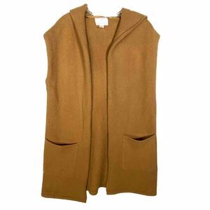 Caslon Hooded Sleeveless Duster Cardigan Sweater Women One Size Carmel Brown
